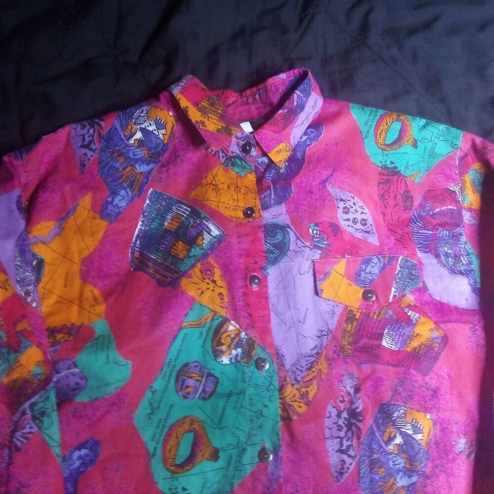 Vintage Roughrider Circle T New Mexico Southwest Western Button Shirt